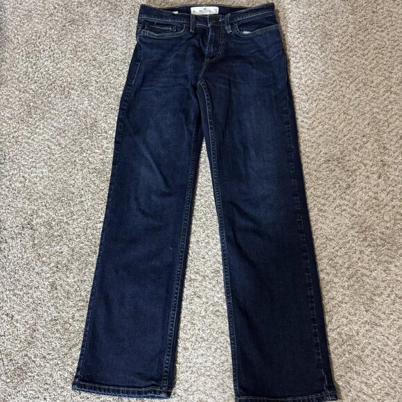 Hollister Jeans Mens 28x30 Blue Classic Straight Leg Dark Wash Denim Stretch - Picture 1 of 12